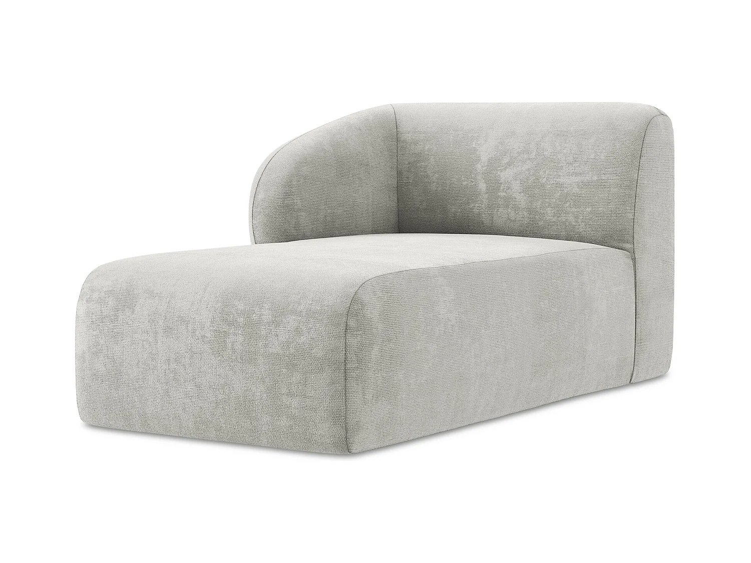 Méridienne gauche en tissu chenille - gris clair - LANI