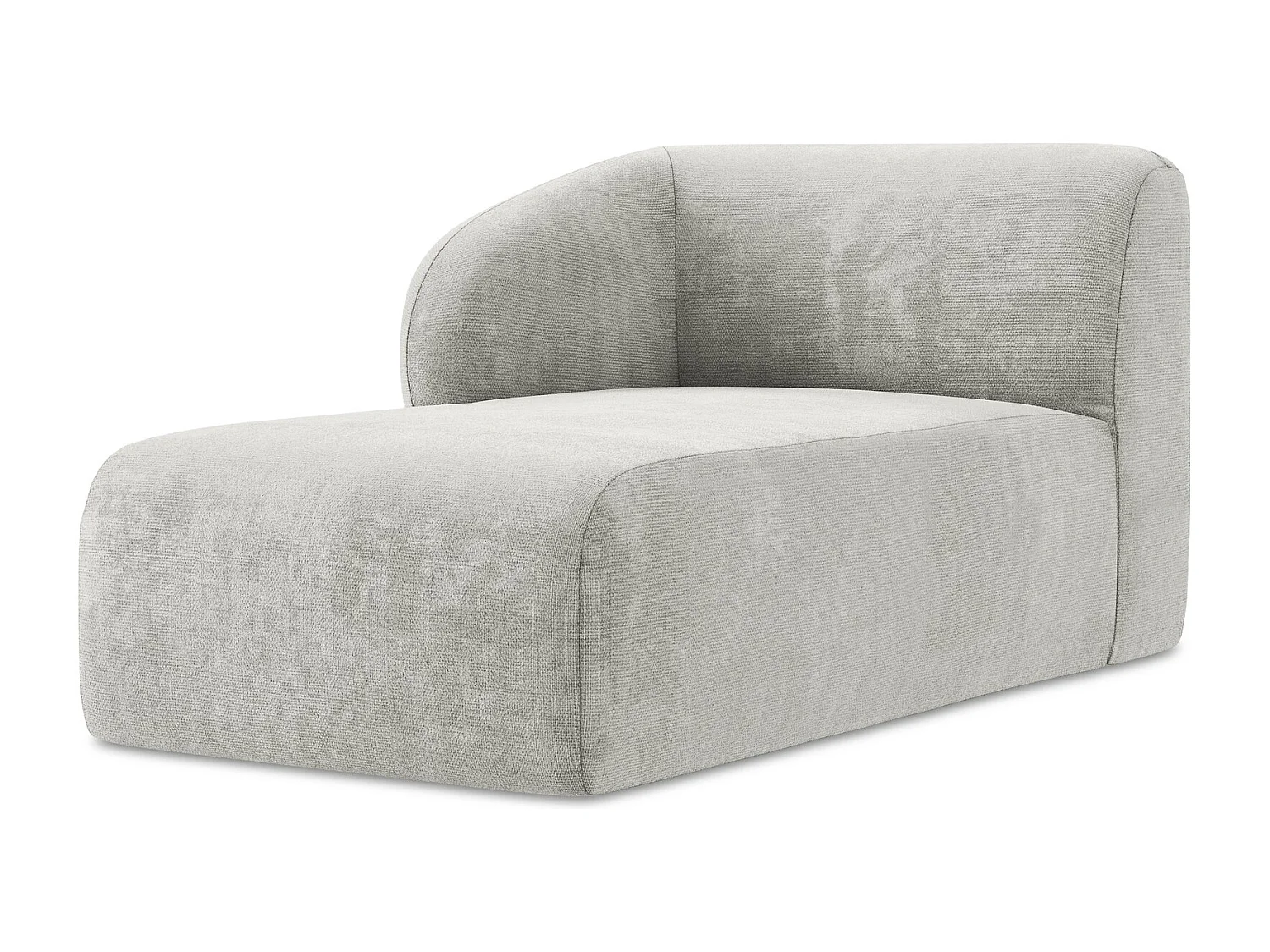 Chaise longue esquerdo em tecido chenille cinza claro - LANI
