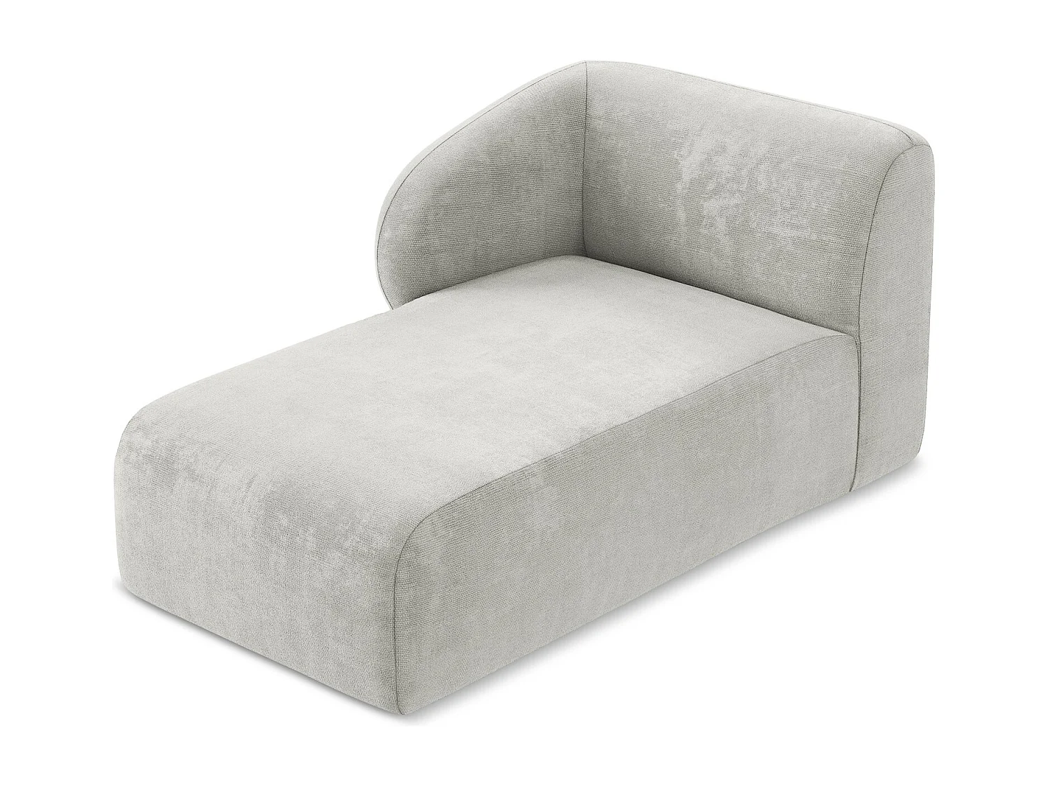 Chaise longue esquerdo em tecido chenille cinza claro - LANI
