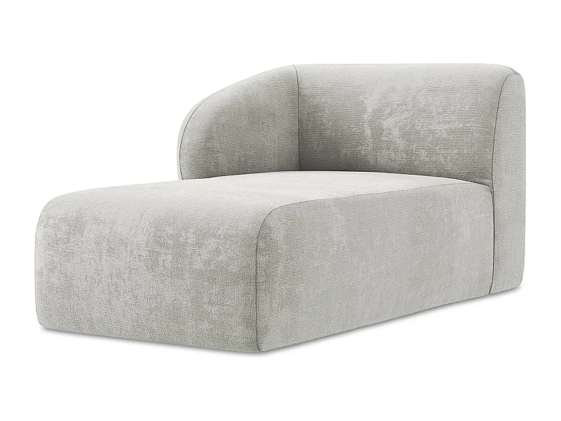 Méridienne gauche en tissu chenille - gris clair - LANI