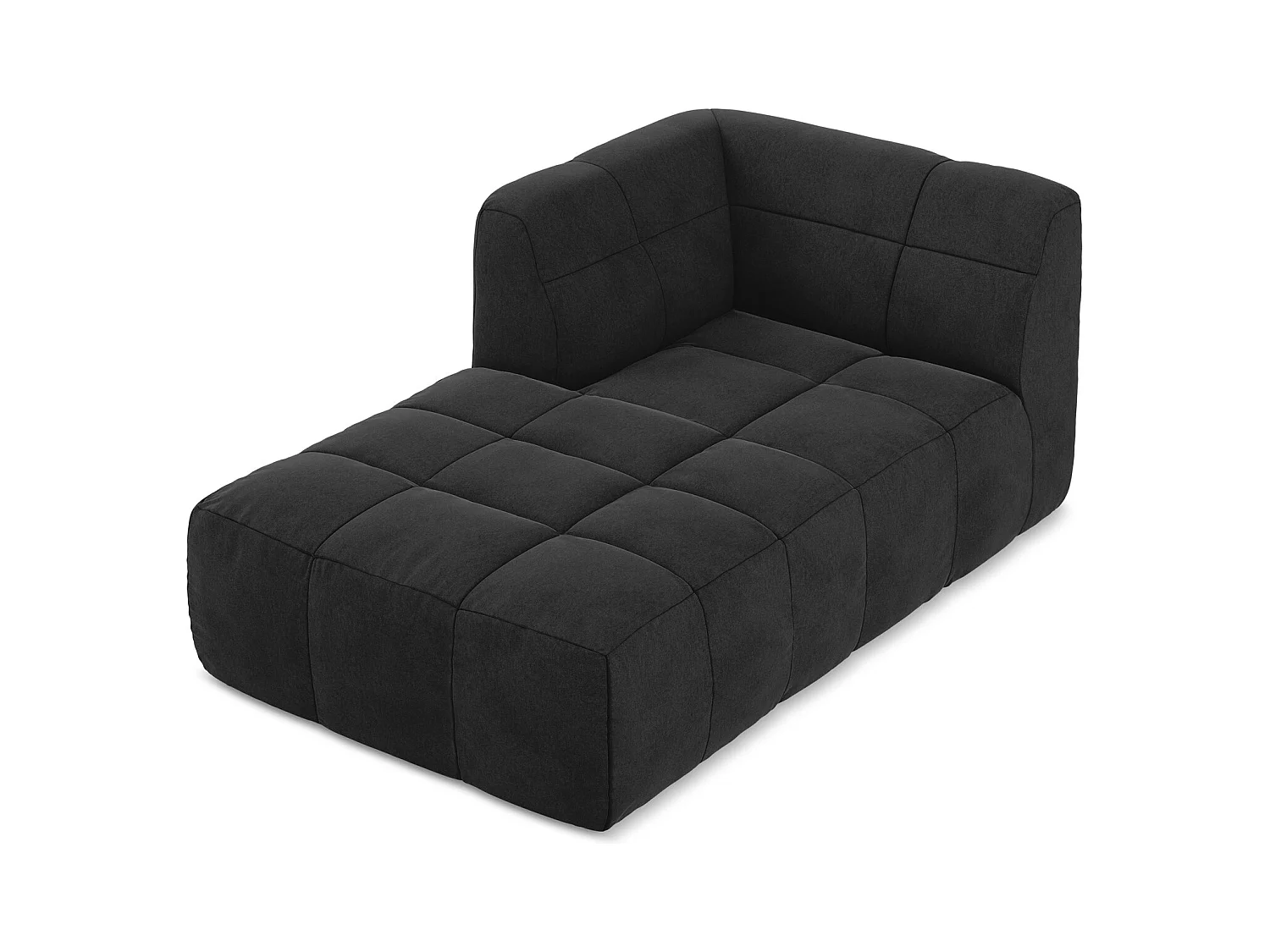 Szezlong lewostronny - z tkaniny welwetowej - czarny - ALOHA