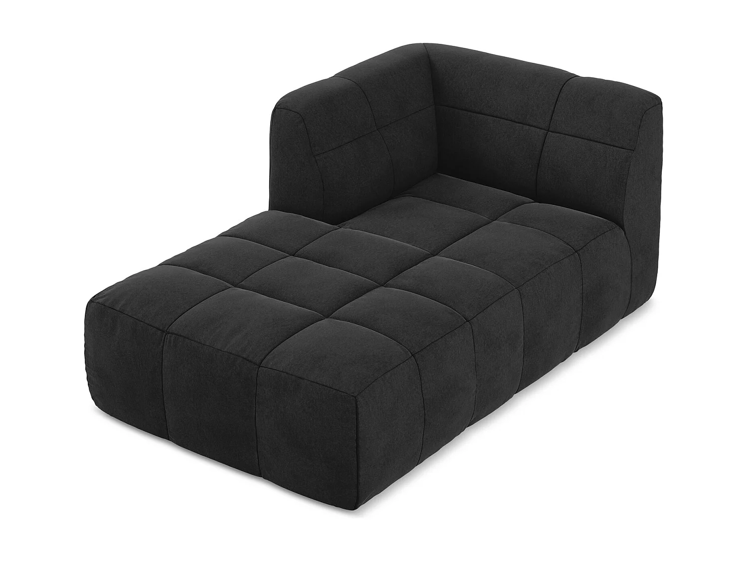 Méridienne gauche en velours - noir - ALOHA