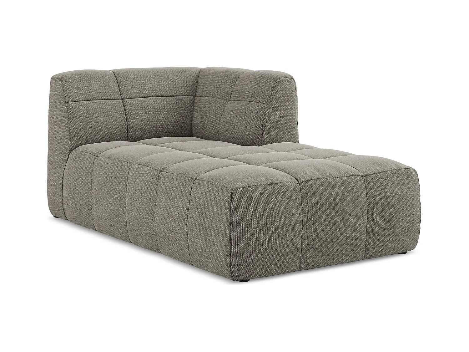Méridienne droite en tissu bouclette - gris - ALOHA
