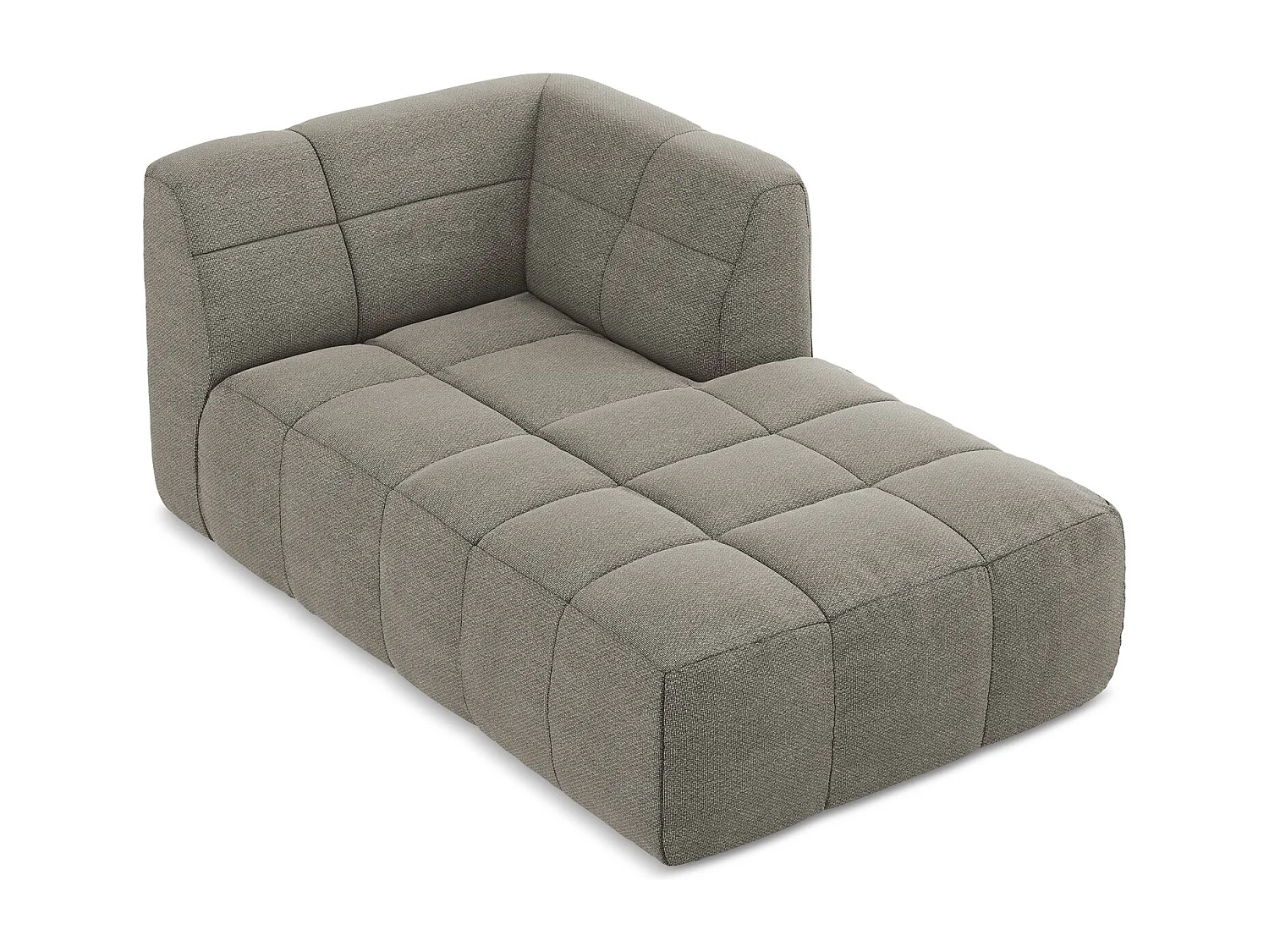 Méridienne droite en tissu bouclette - gris - ALOHA