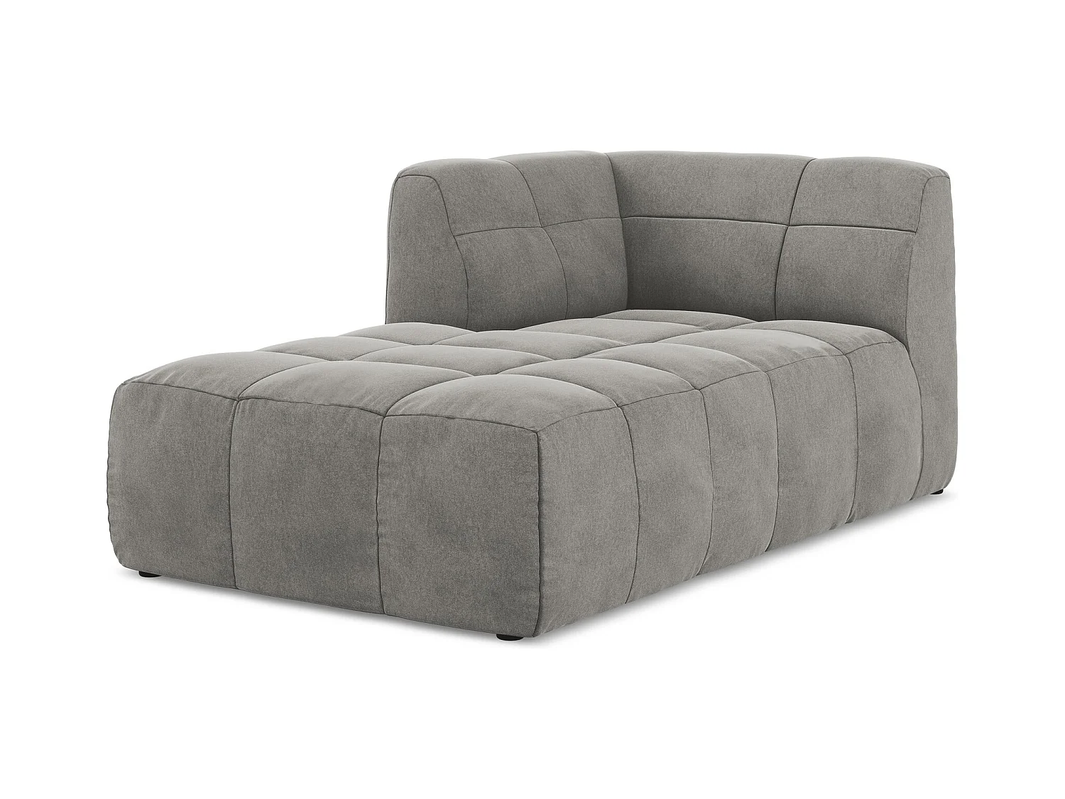 Chaise longue met hoek links van grijs velours - ALOHA