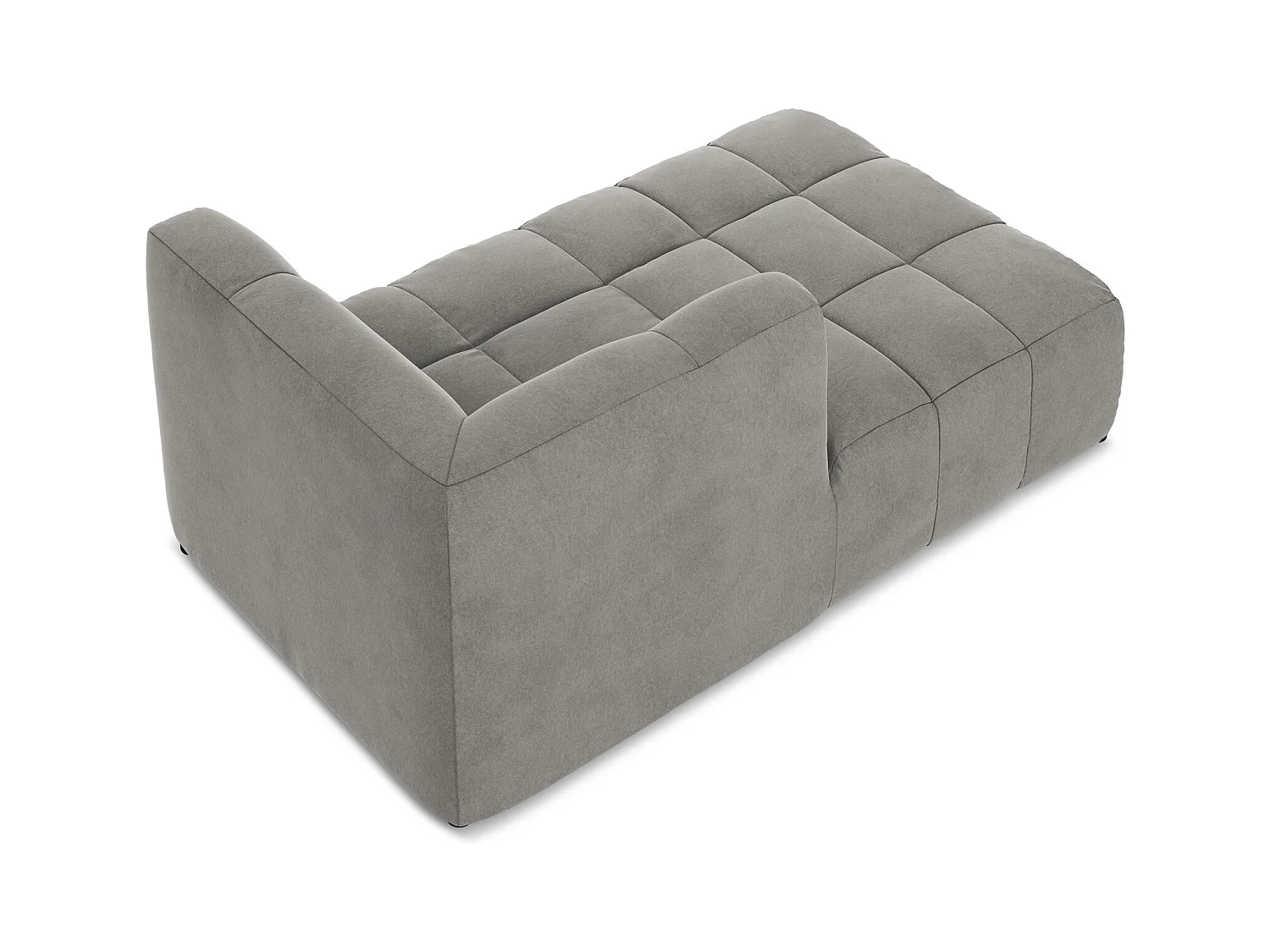 Chaise longue met hoek links van grijs velours - ALOHA