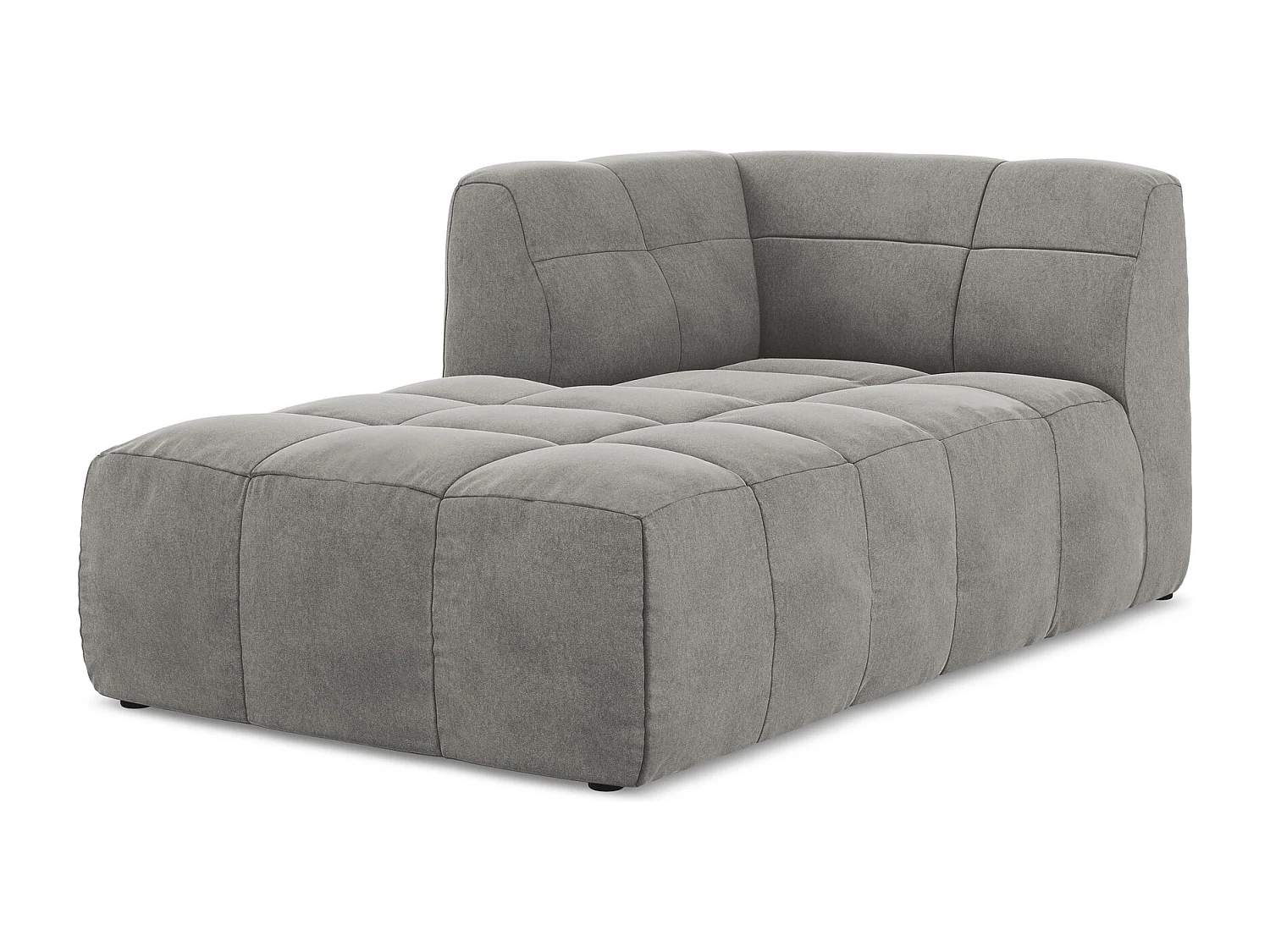 Chaise longue met hoek links van grijs velours - ALOHA