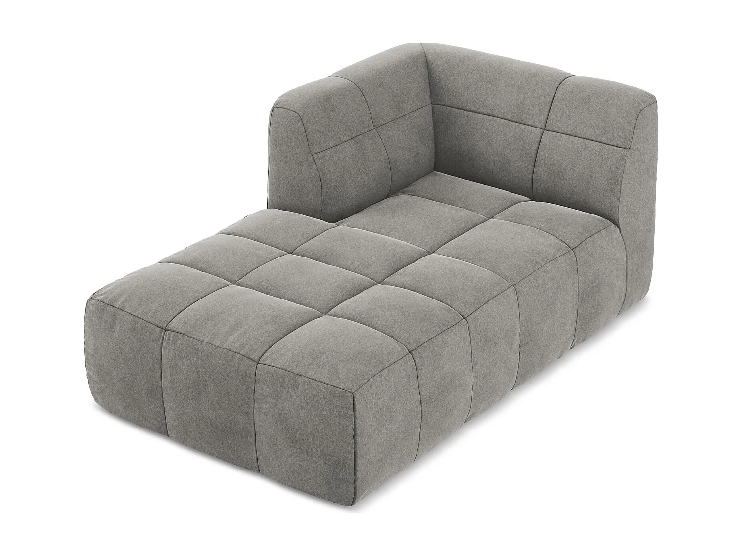 Chaise longue met hoek links van grijs velours - ALOHA