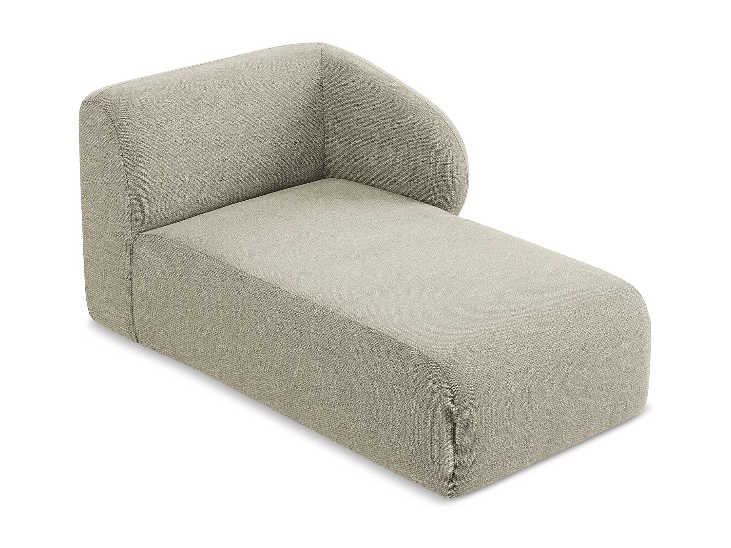 Méridienne droite en tissu bouclette - taupe - LANI