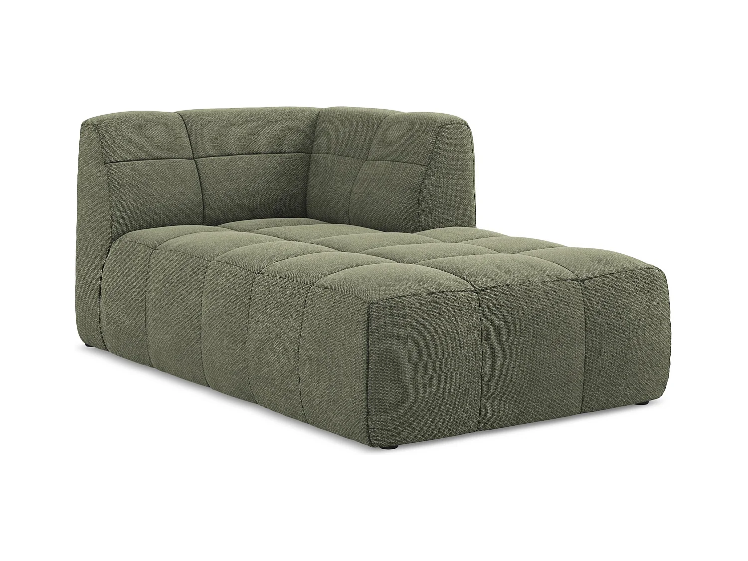 Méridienne droite en tissu bouclette - olive - ALOHA