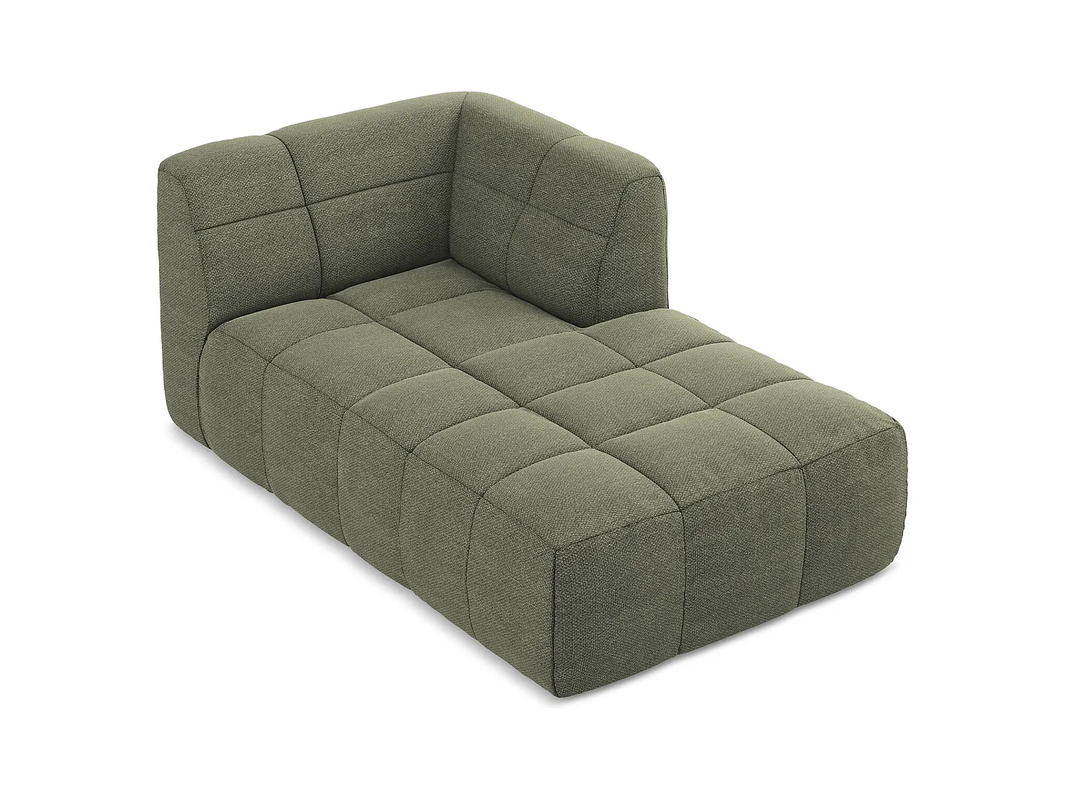 Méridienne droite en tissu bouclette - olive - ALOHA