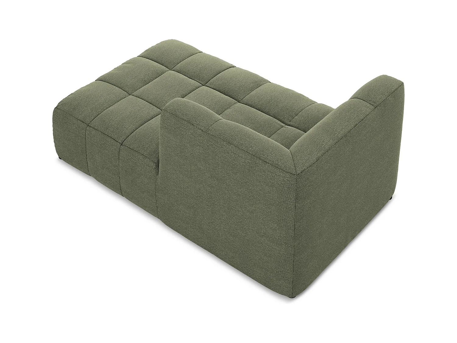 Méridienne droite en tissu bouclette - olive - ALOHA