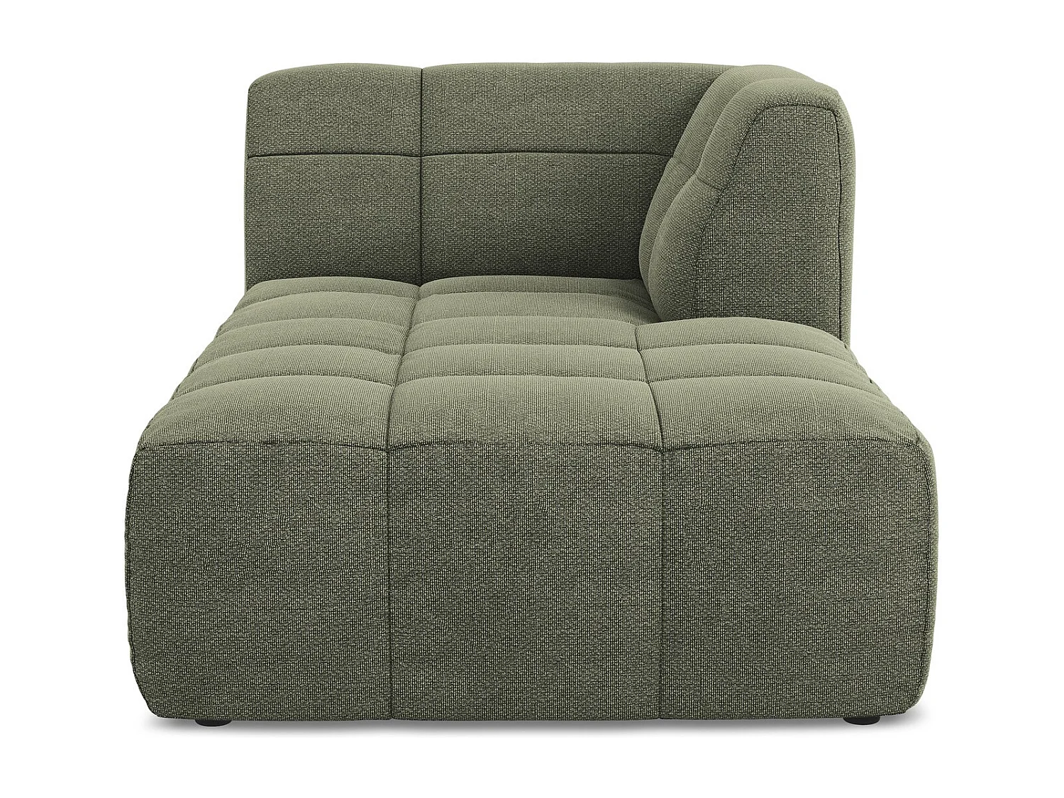 Méridienne droite en tissu bouclette - olive - ALOHA