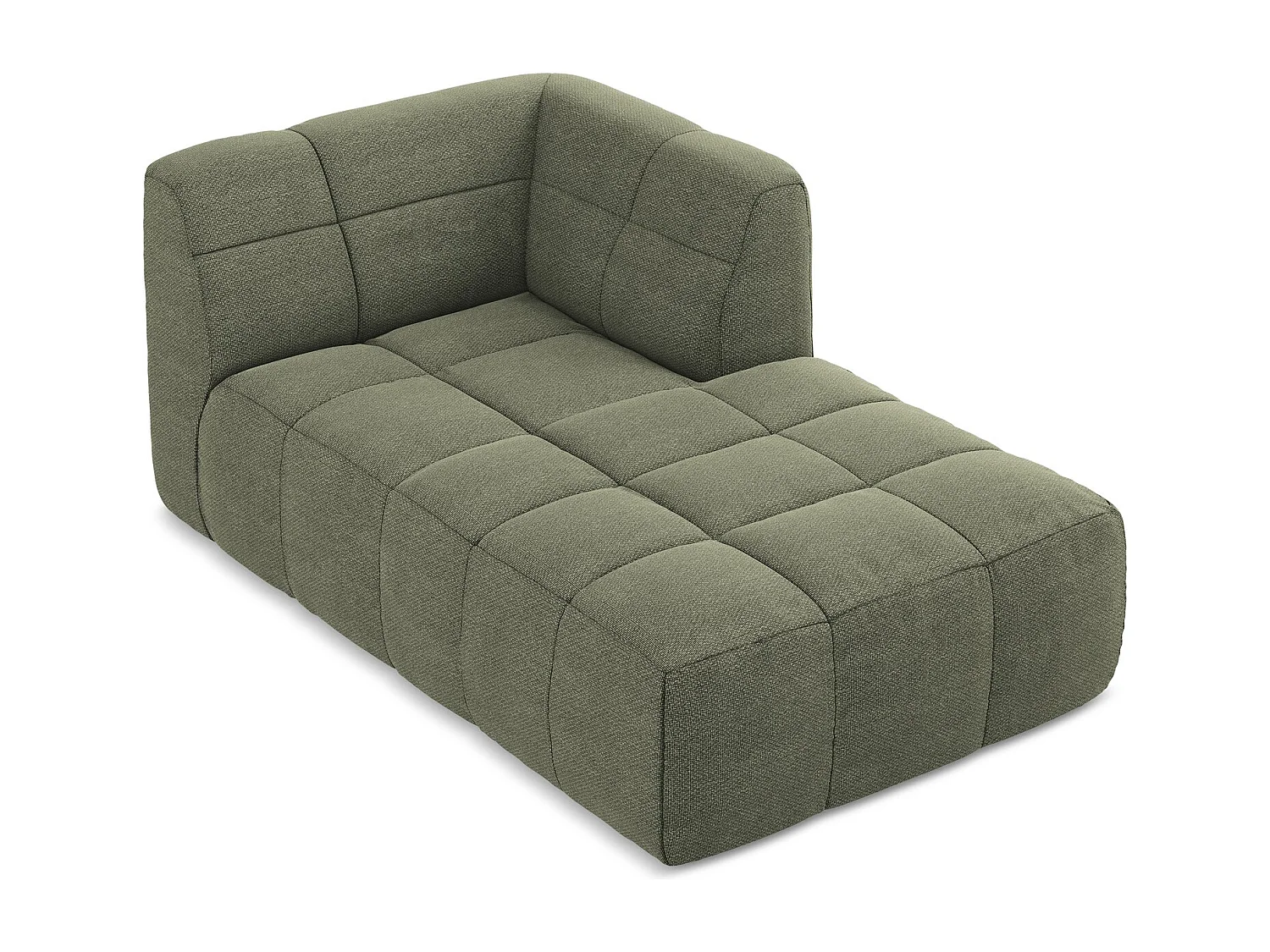 Méridienne droite en tissu bouclette - olive - ALOHA