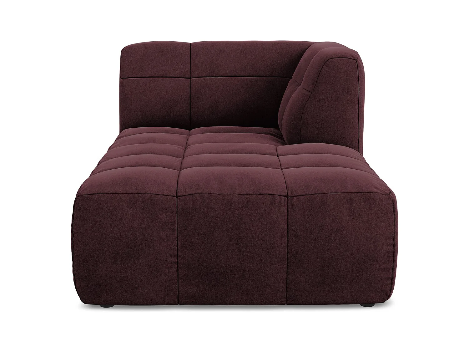 Méridienne droite en velours - bourgogne - ALOHA