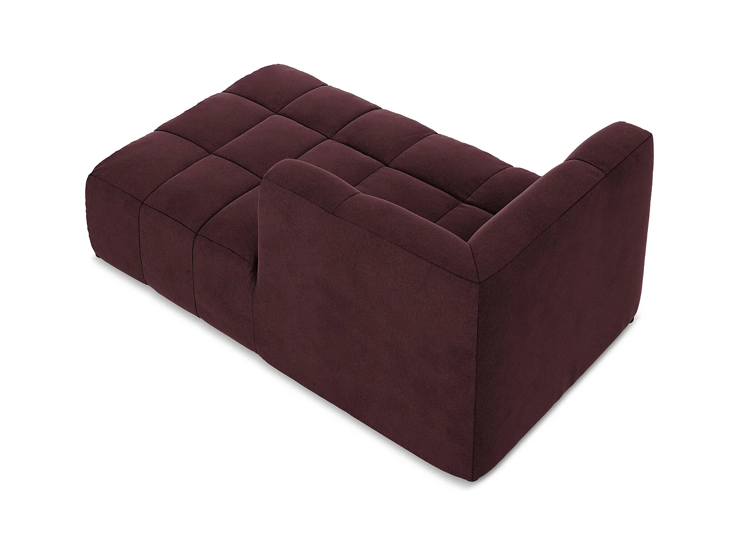 Méridienne droite en velours - bourgogne - ALOHA