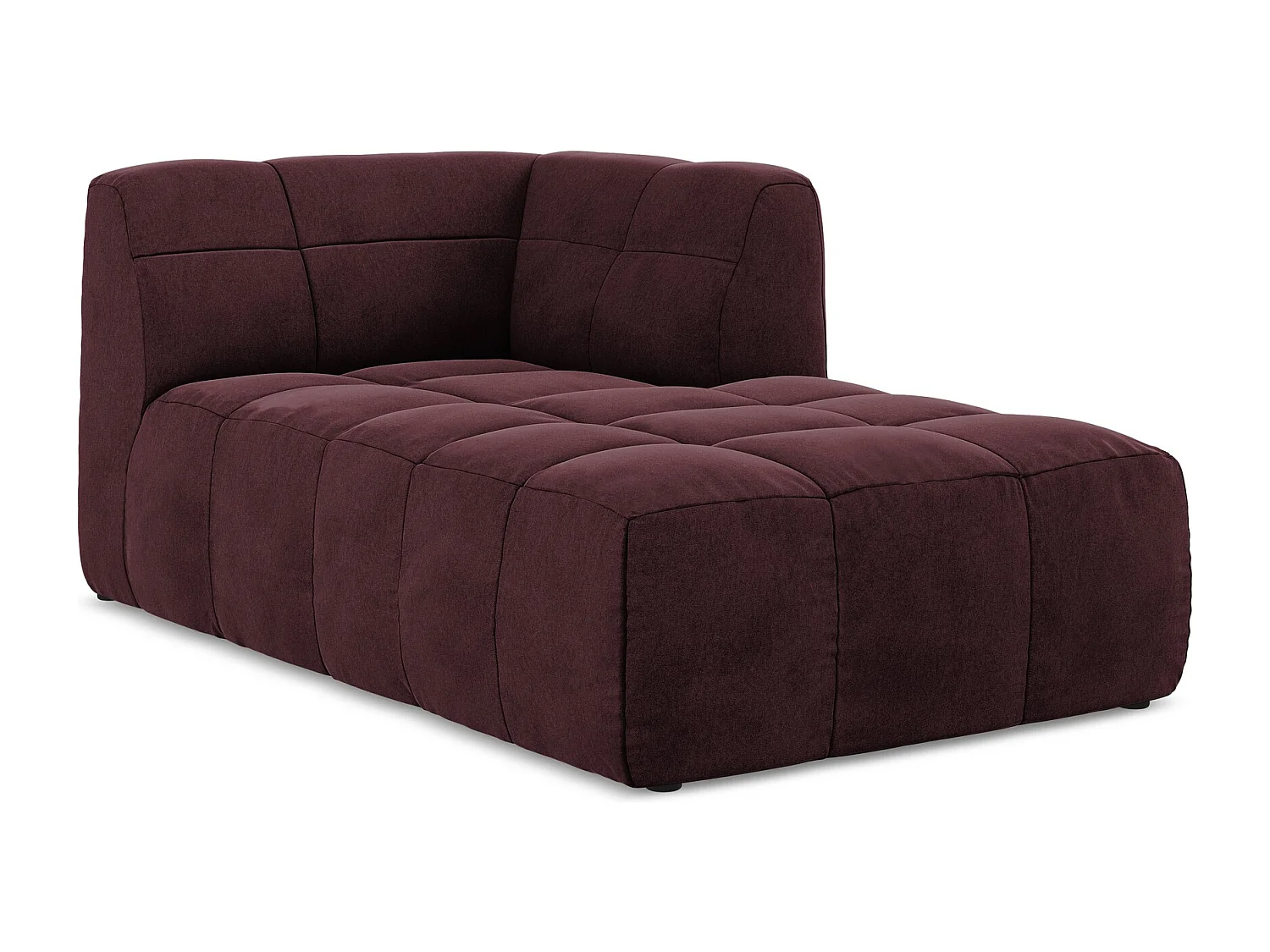 Méridienne droite en velours - bourgogne - ALOHA