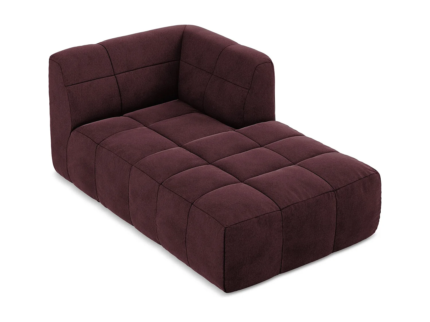 Méridienne droite en velours - bourgogne - ALOHA