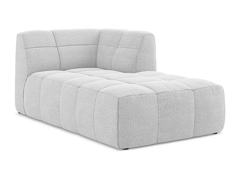 Chaise longue met hoek rechts van zilver bouclé - ALOHA