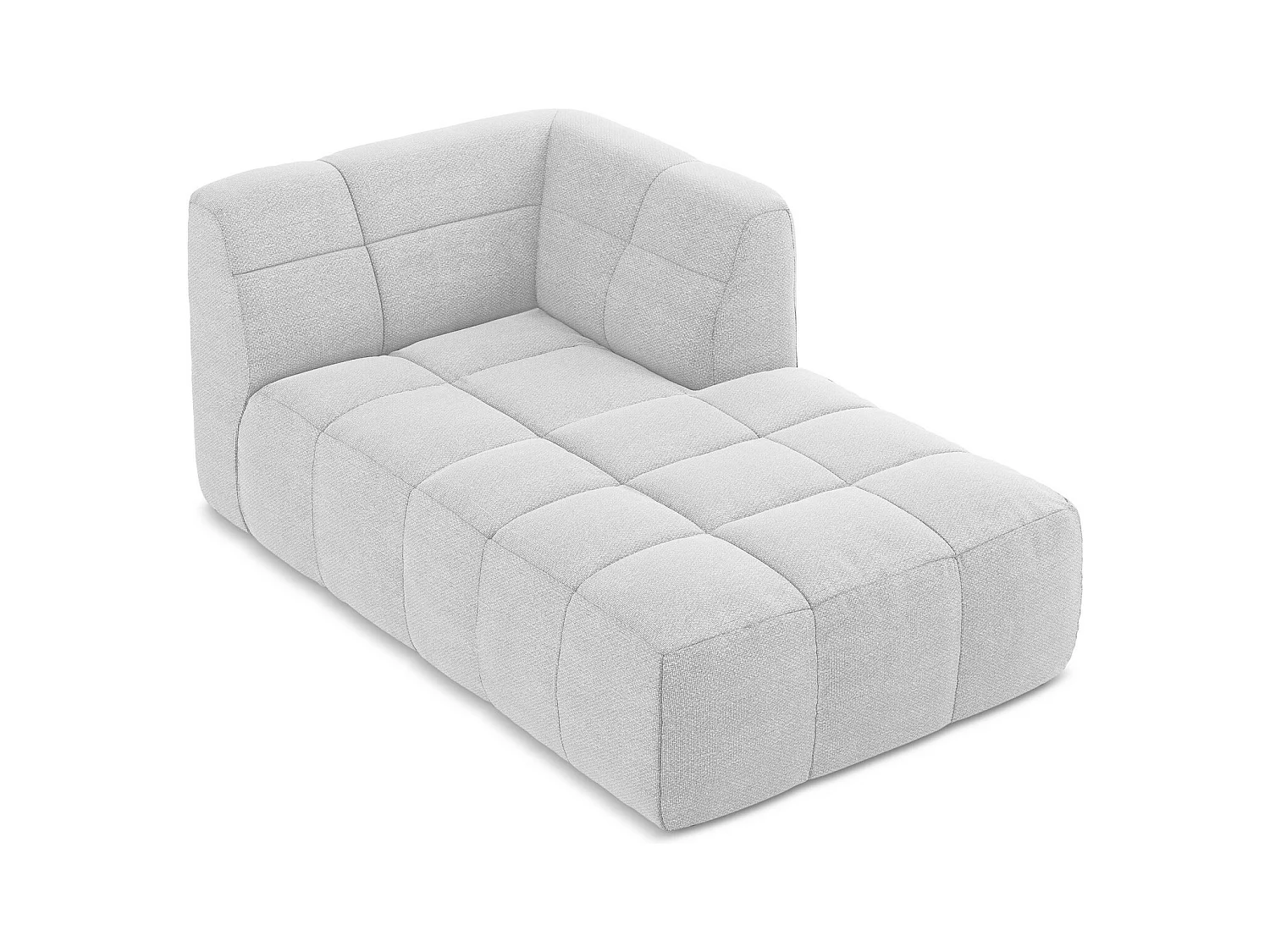 Méridienne droite en tissu bouclette - argent - ALOHA