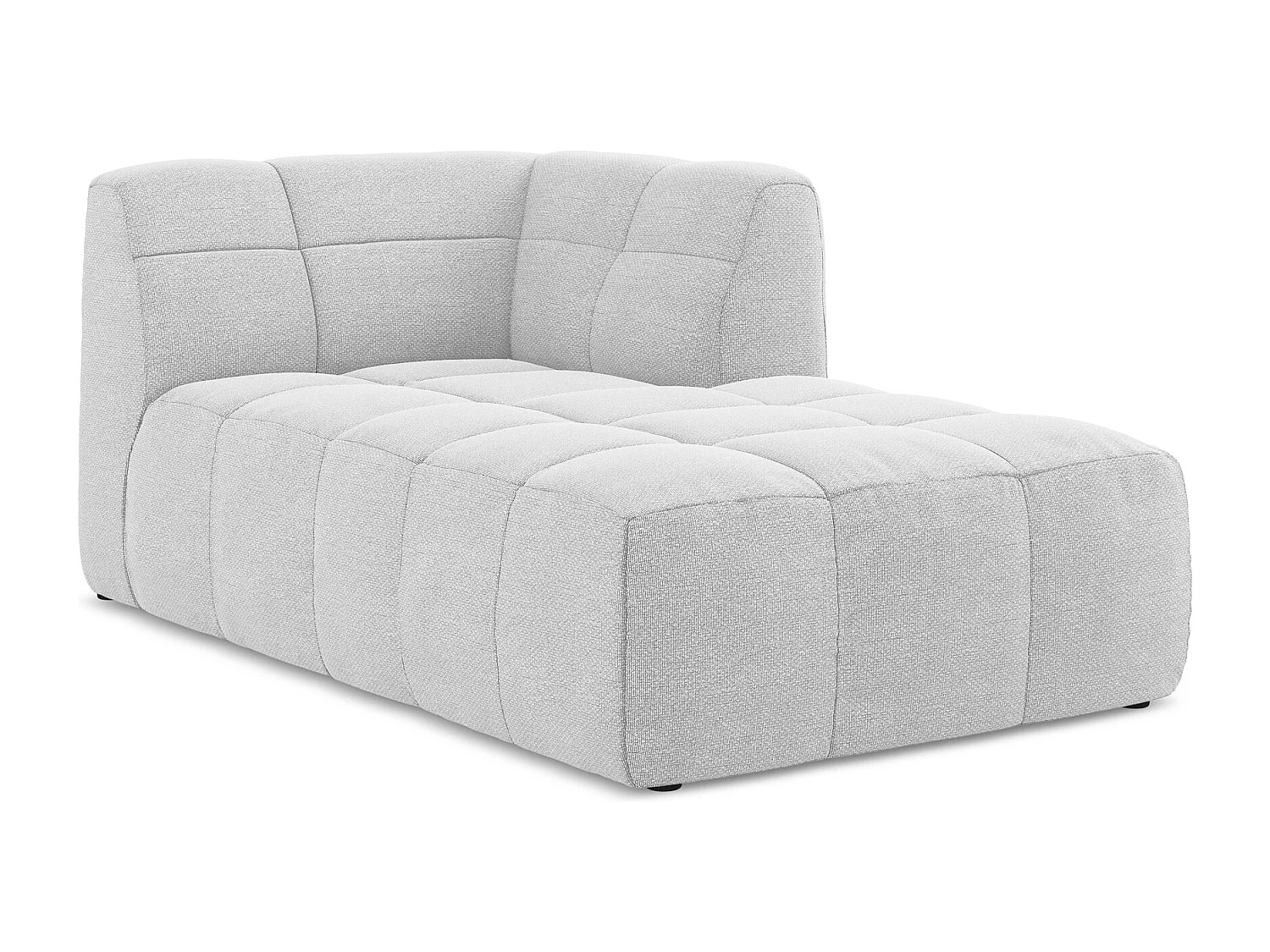 Méridienne droite en tissu bouclette - argent - ALOHA