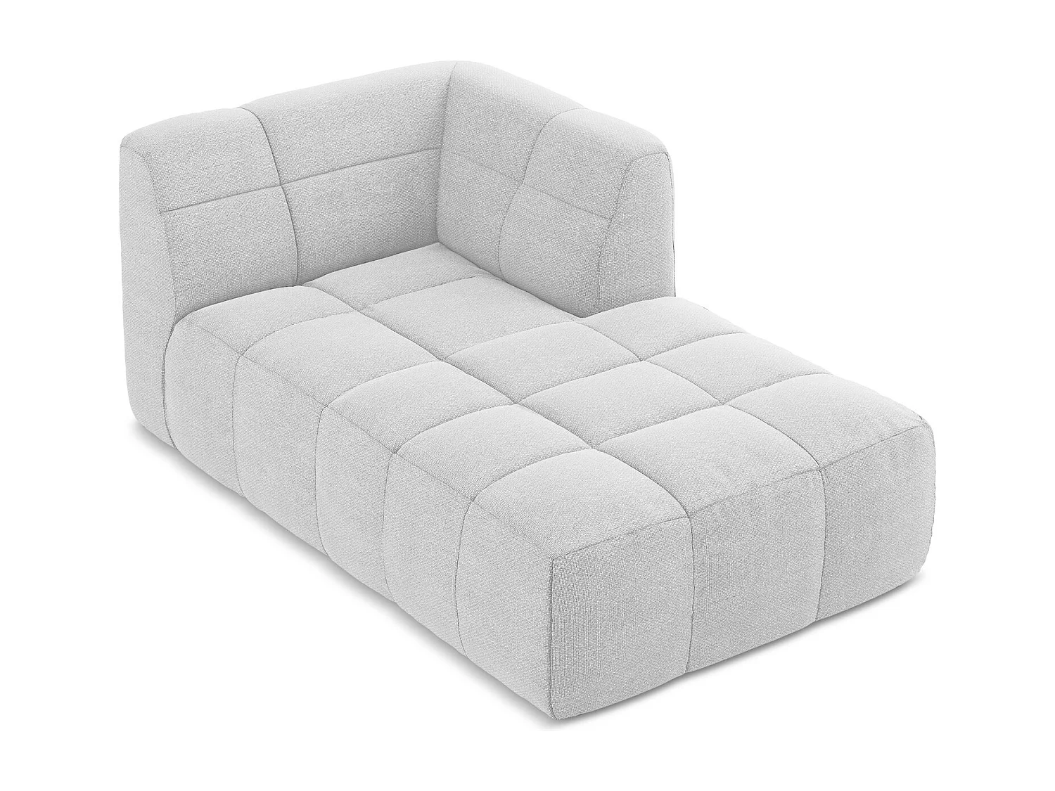 Méridienne droite en tissu bouclette - argent - ALOHA