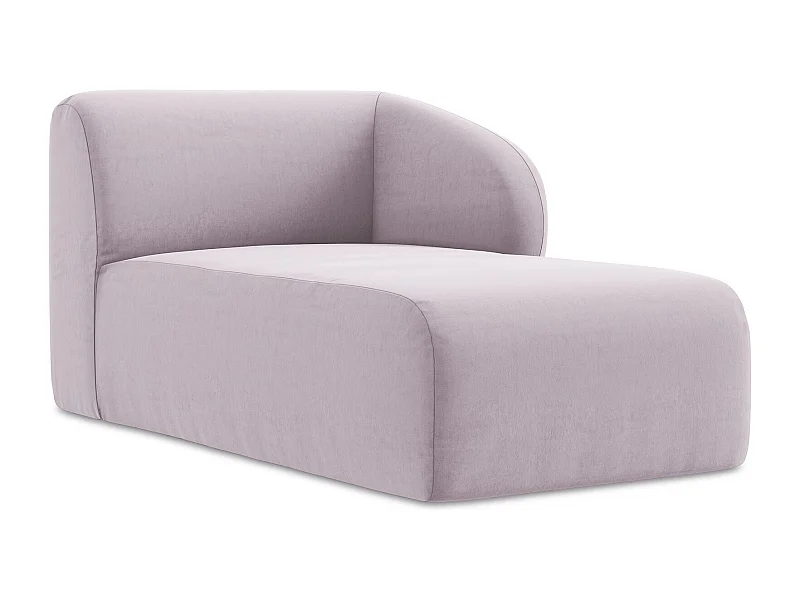 Chaise longue met hoek rechts van lavendel velours - LANI