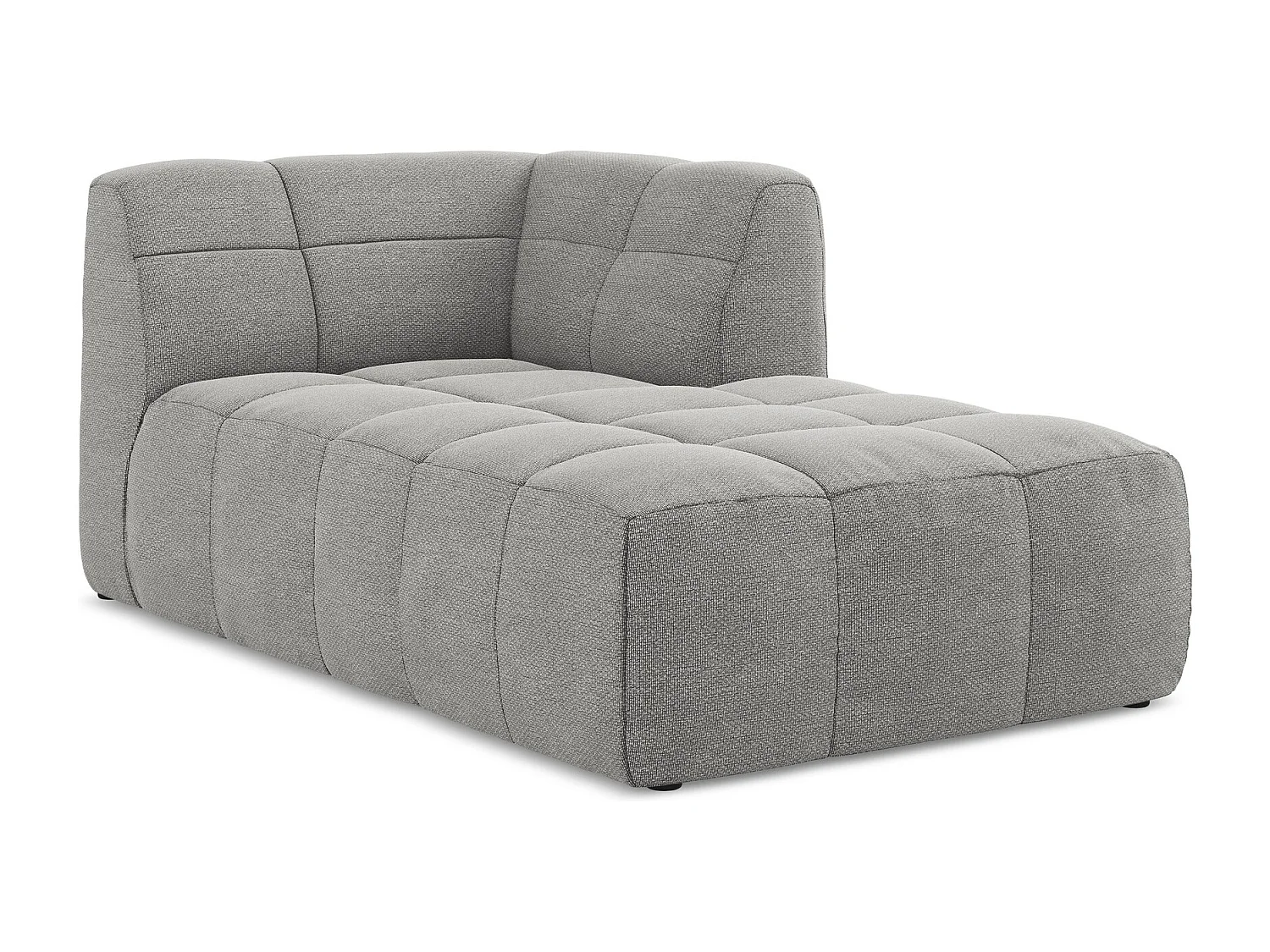 Méridienne droite en tissu bouclette - gris clair - ALOHA