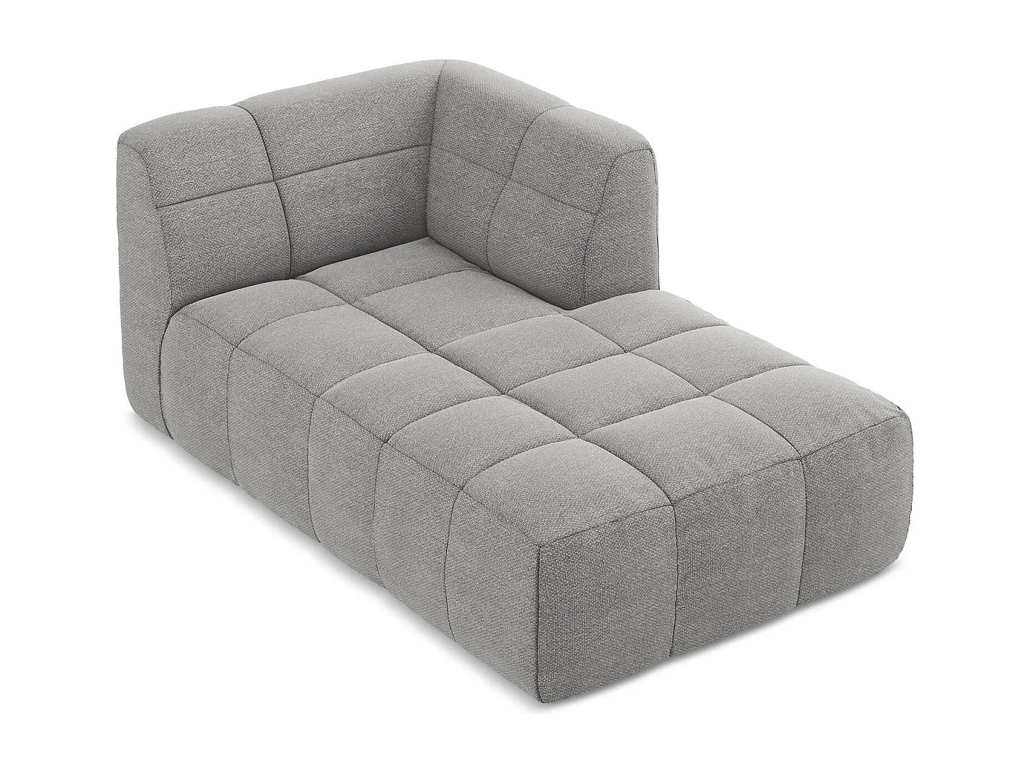 Méridienne droite en tissu bouclette - gris clair - ALOHA