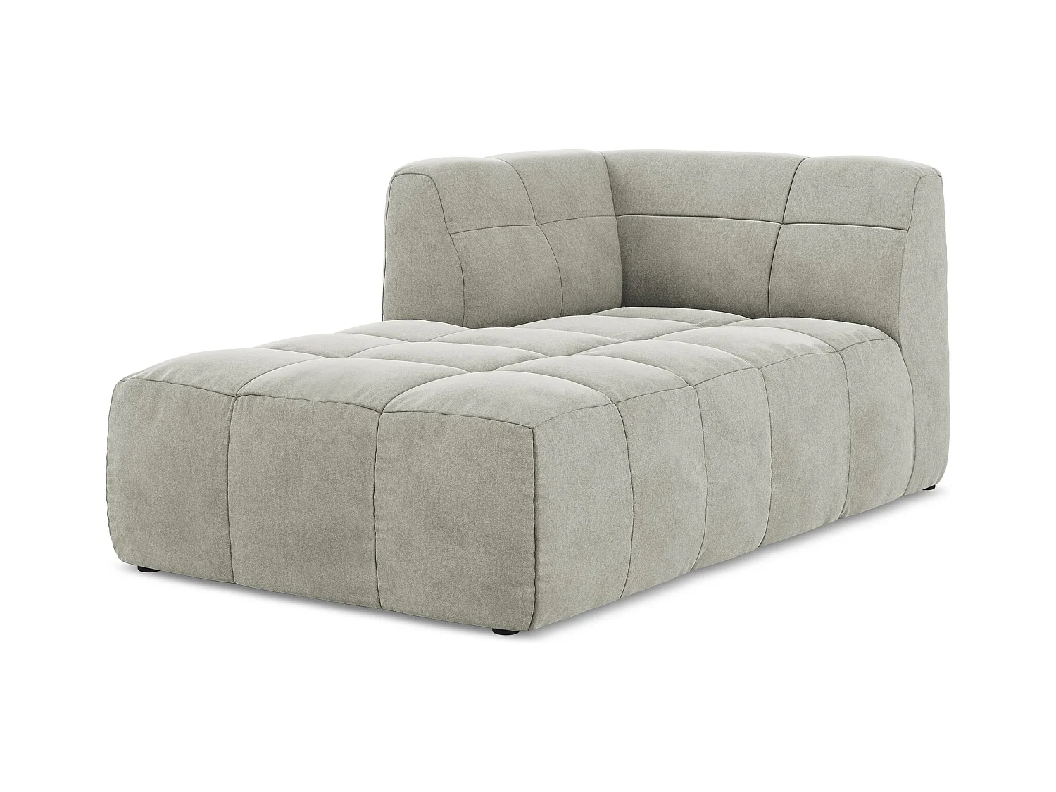 Méridienne gauche en velours - gris clair - ALOHA