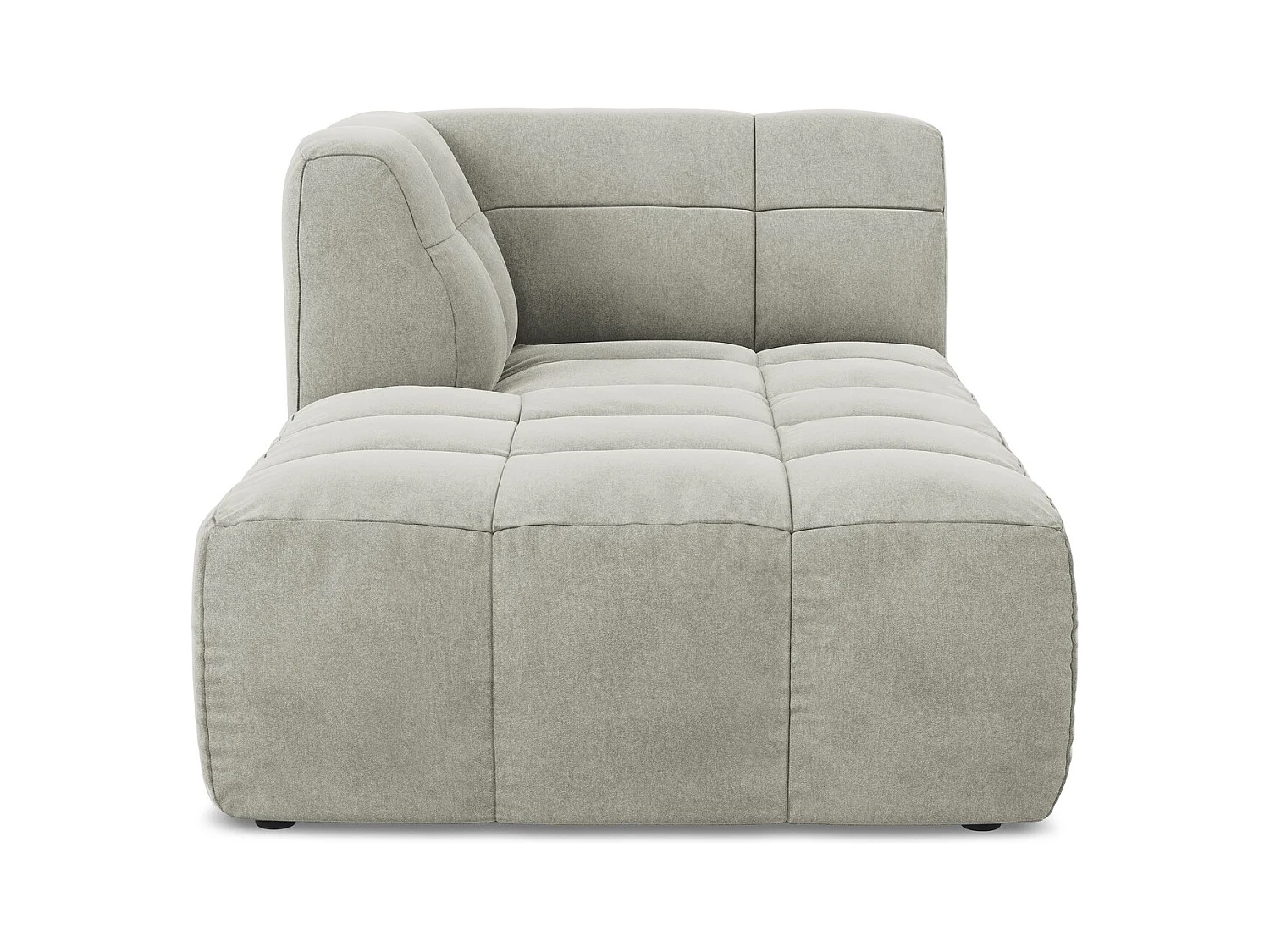 Méridienne gauche en velours - gris clair - ALOHA