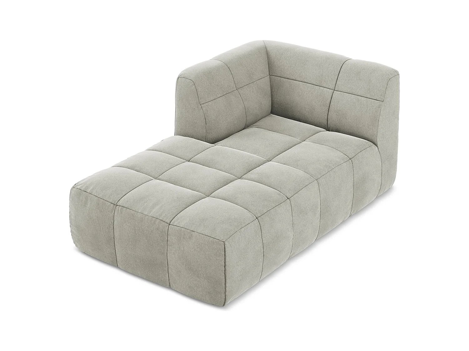 Méridienne gauche en velours - gris clair - ALOHA