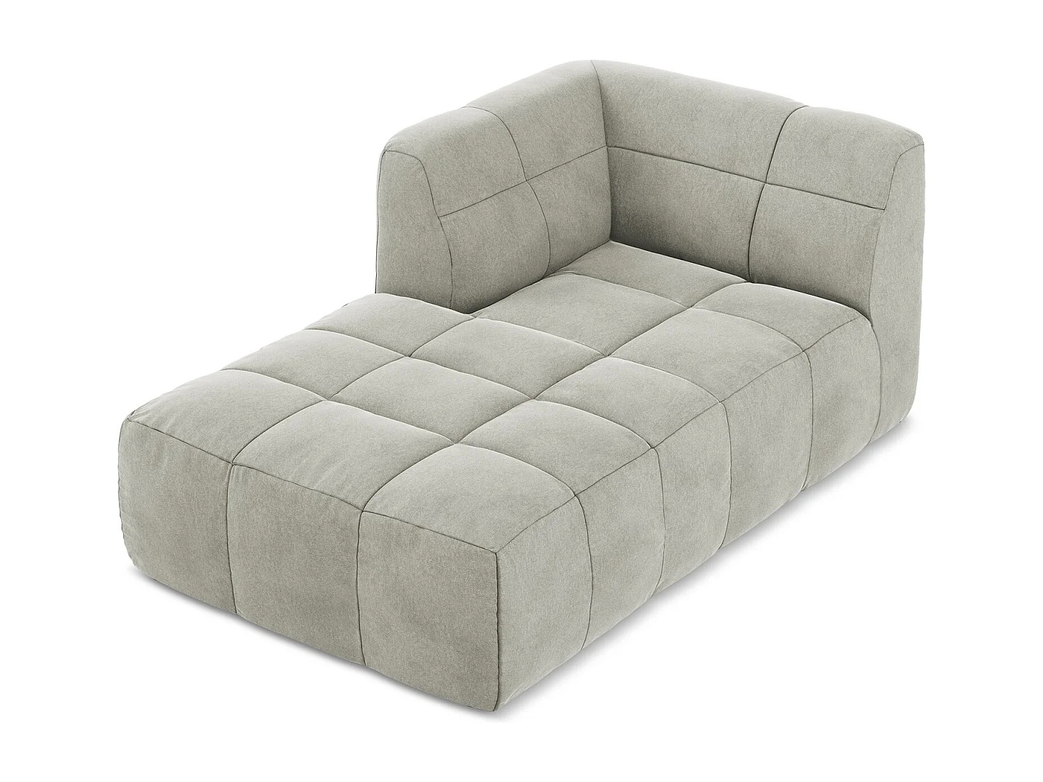 Méridienne gauche en velours - gris clair - ALOHA