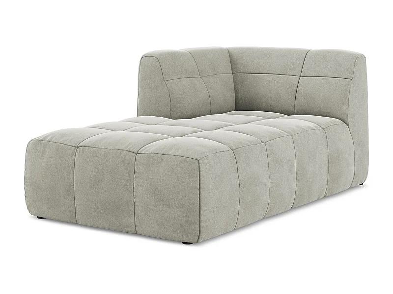 Méridienne gauche en velours - gris clair - ALOHA