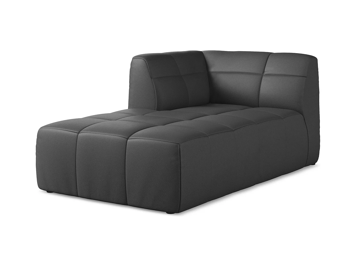 Chaise longue met hoek links van grijs kunstleer - ALOHA