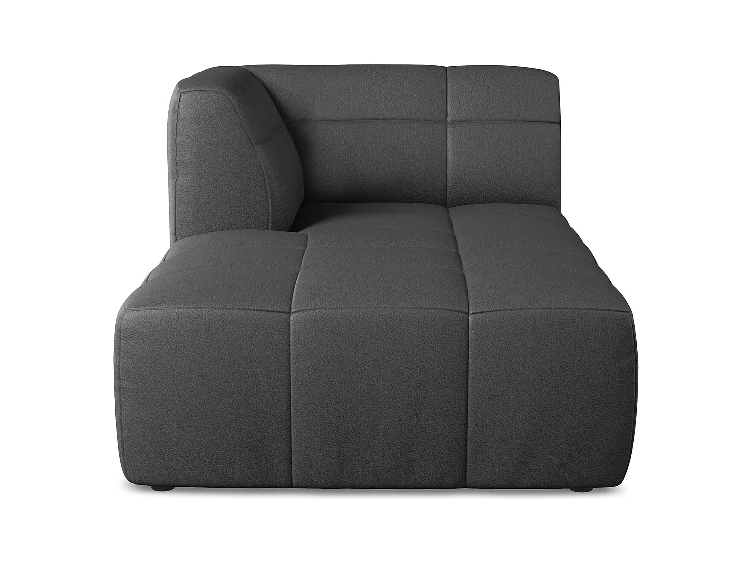 Chaise longue met hoek links van grijs kunstleer - ALOHA