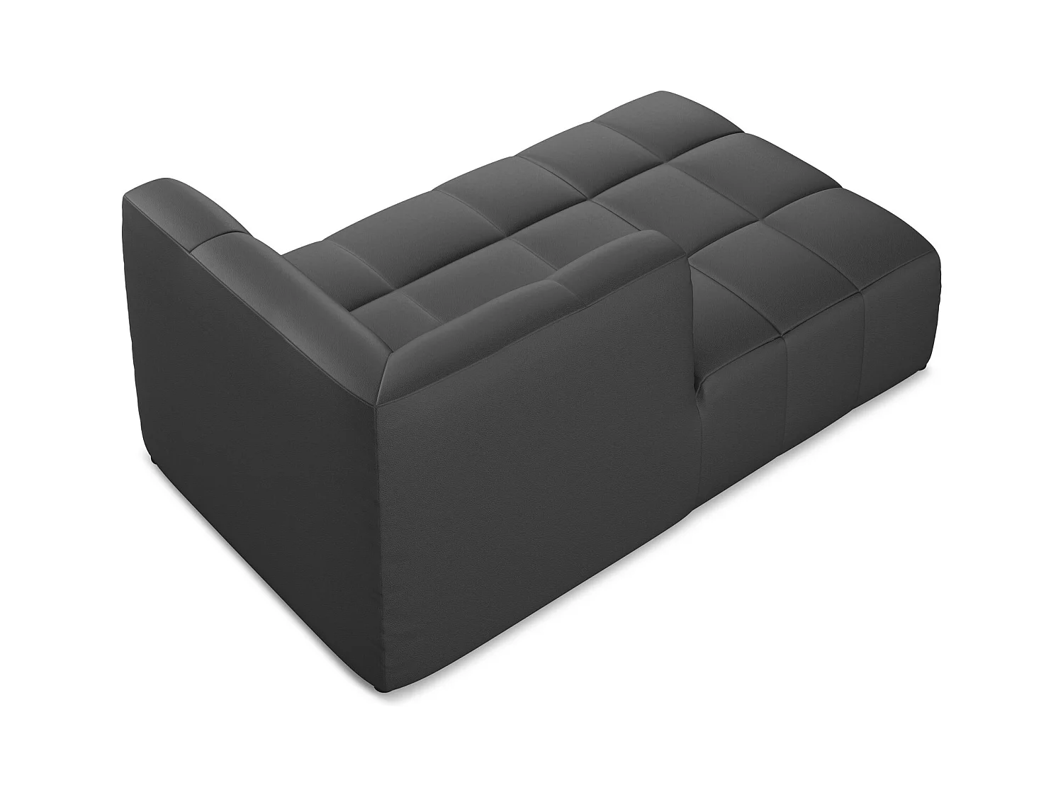 Chaise longue met hoek links van grijs kunstleer - ALOHA