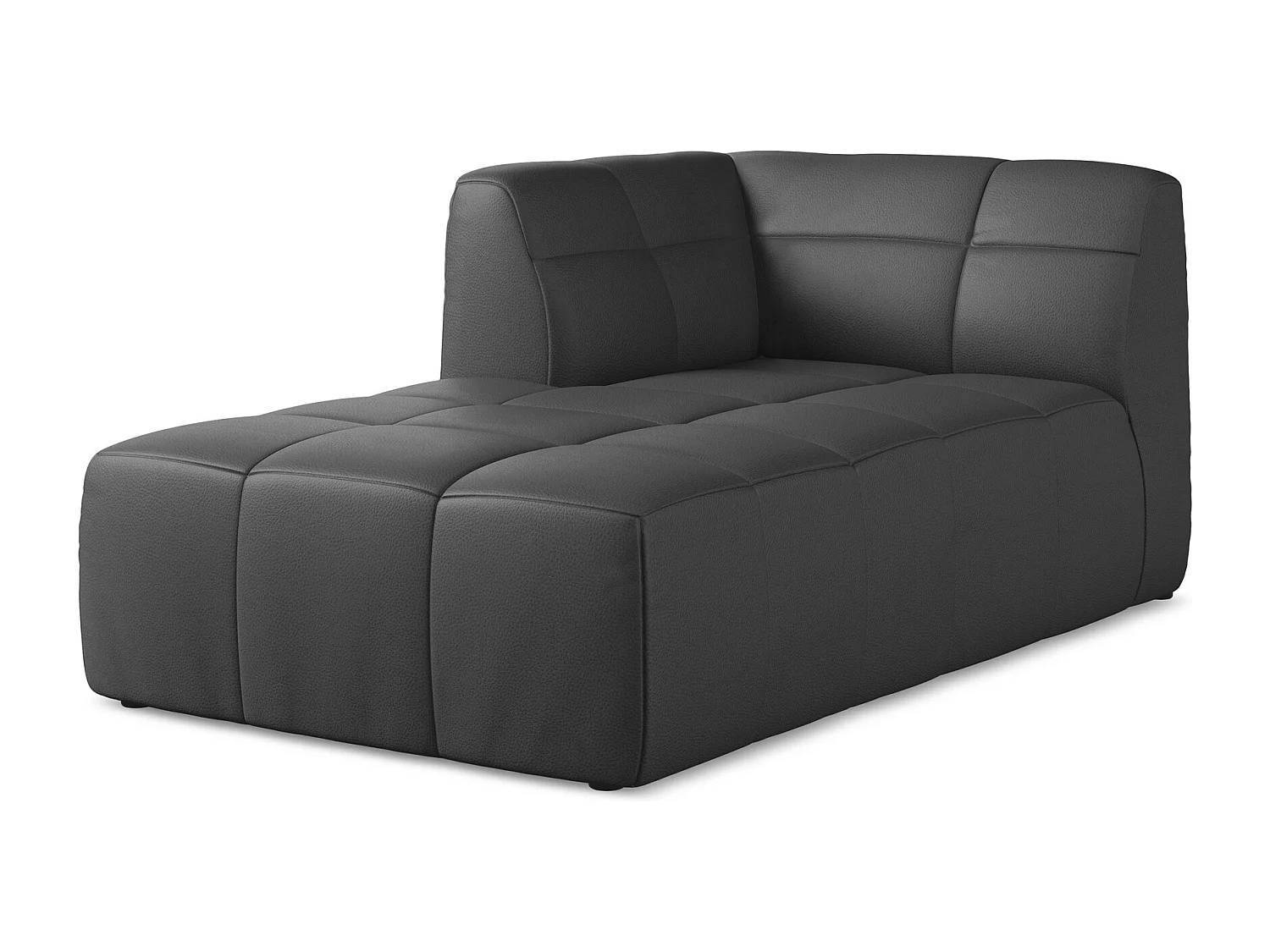 Szezlong lewostronny - ze skóry syntetycznej - szary - ALOHA