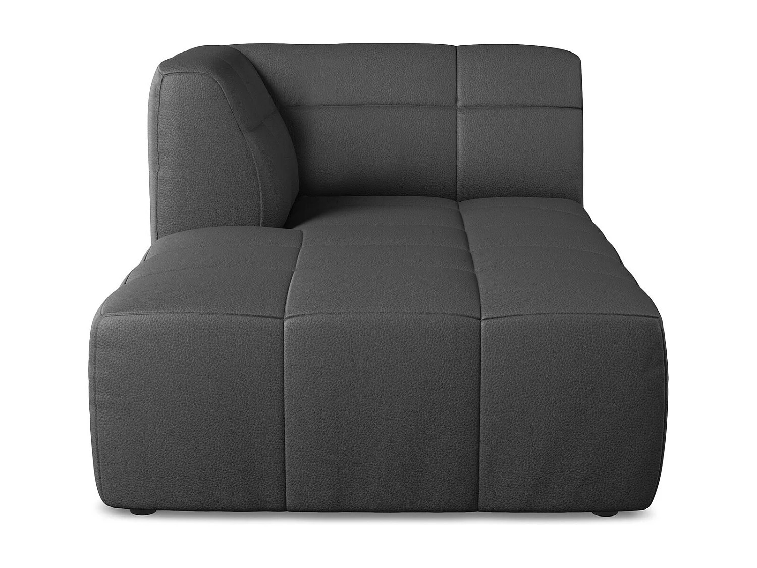 Szezlong lewostronny - ze skóry syntetycznej - szary - ALOHA