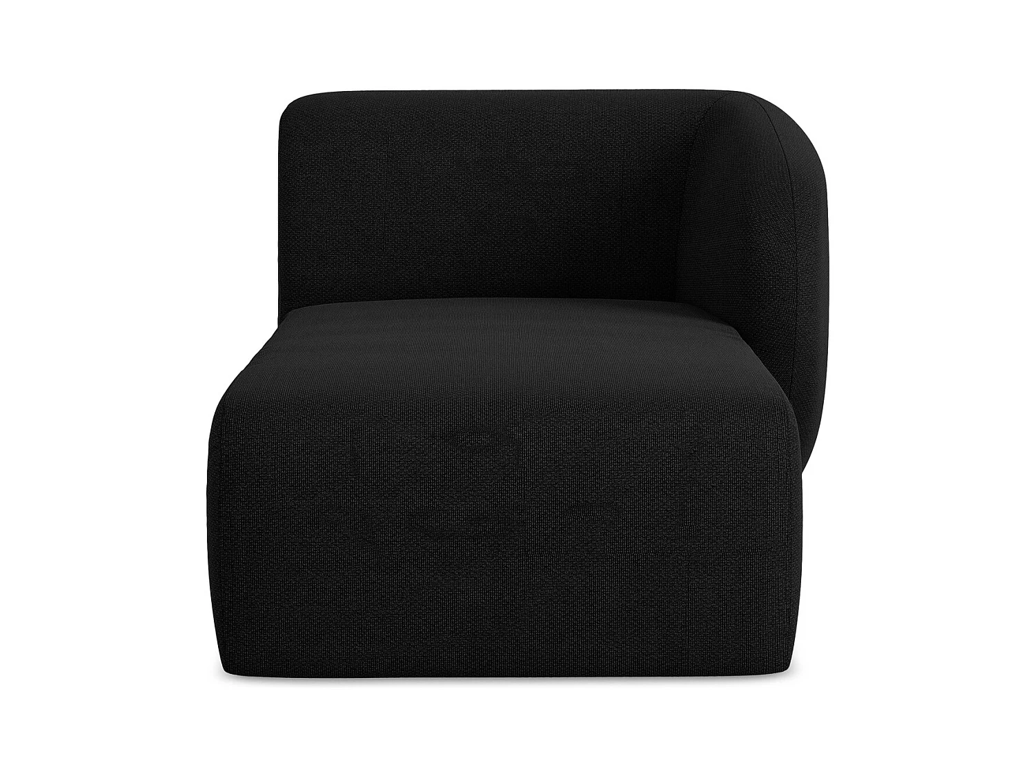 Szezlong prawostronny - z tkaniny bouclé - czarny - LANI