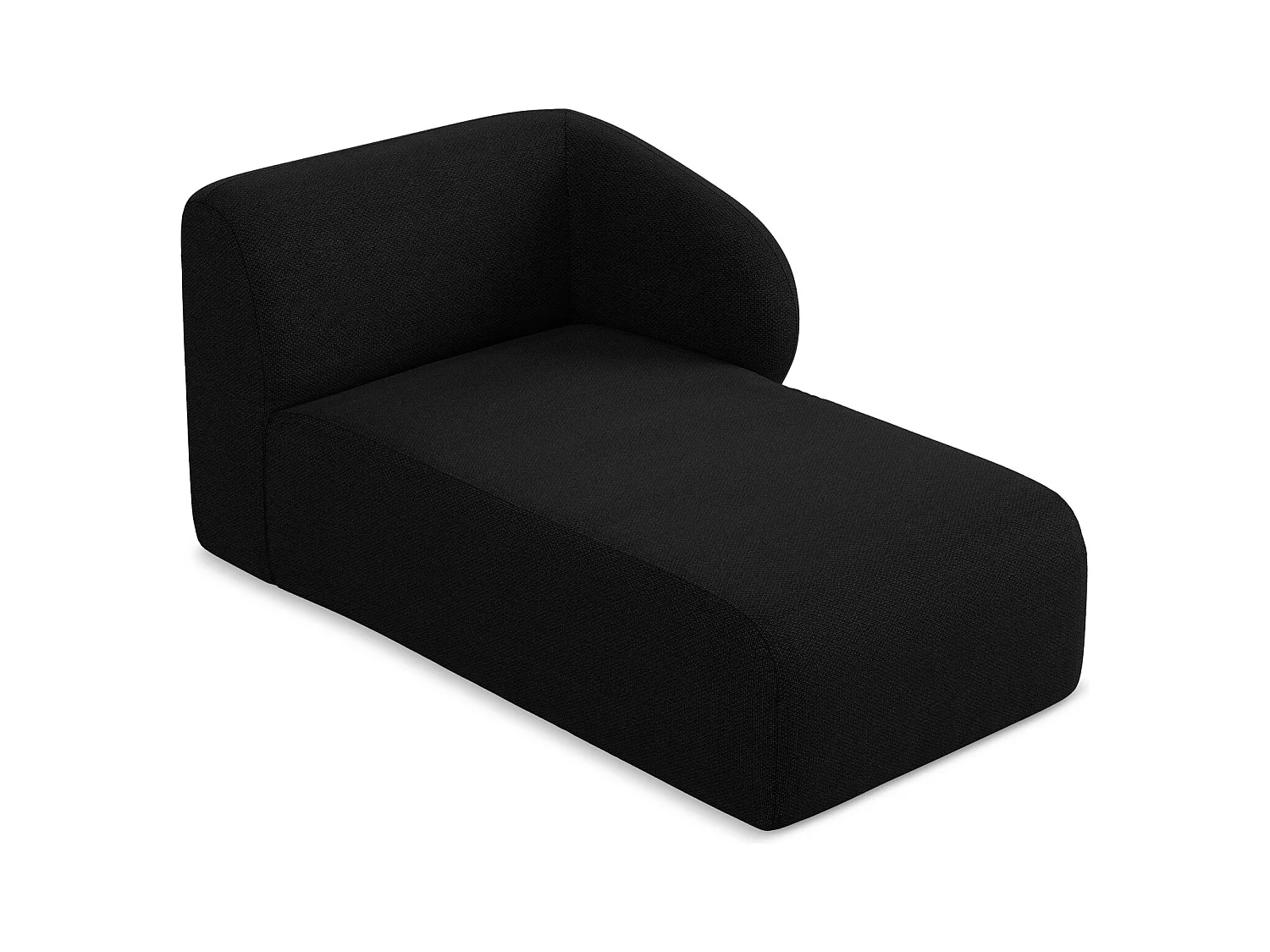 Szezlong prawostronny - z tkaniny bouclé - czarny - LANI