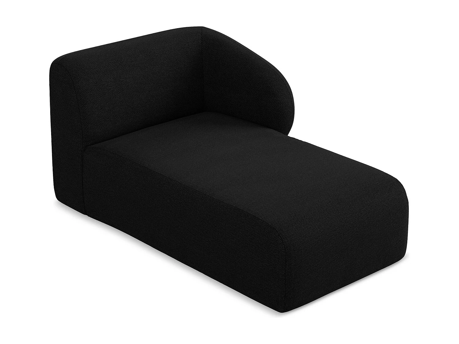 Méridienne droite en tissu bouclette - noir - LANI