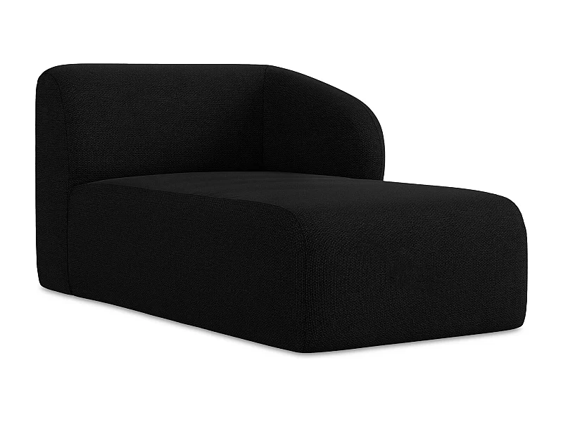 Méridienne droite en tissu bouclette - noir - LANI