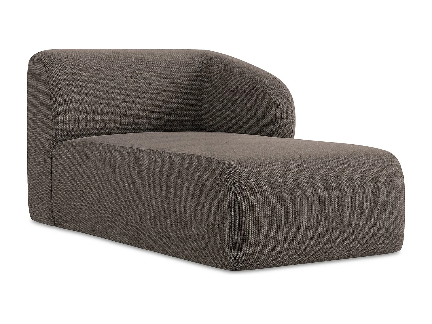 Chaise longue met hoek rechts van chocolade bouclé - LANI