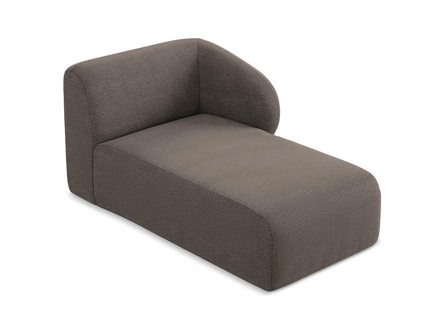 Chaise longue met hoek rechts van chocolade bouclé - LANI