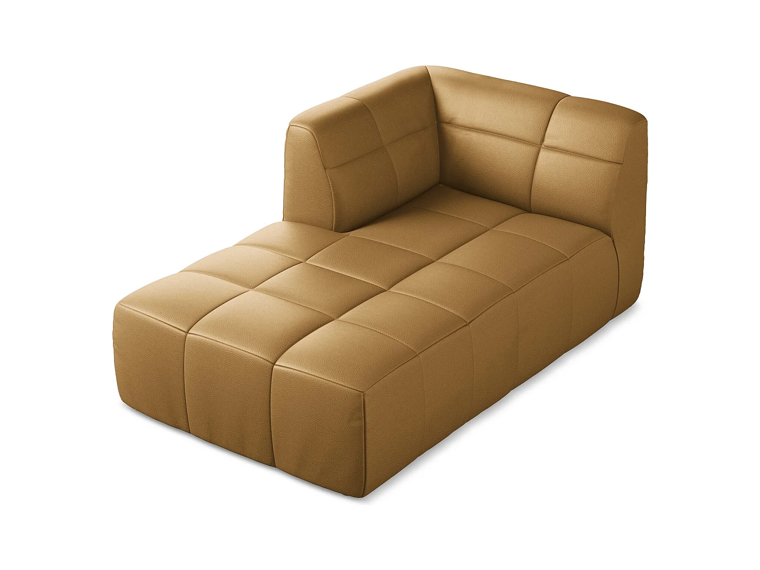 Chaise longue met hoek links van karmel kunstleer - ALOHA