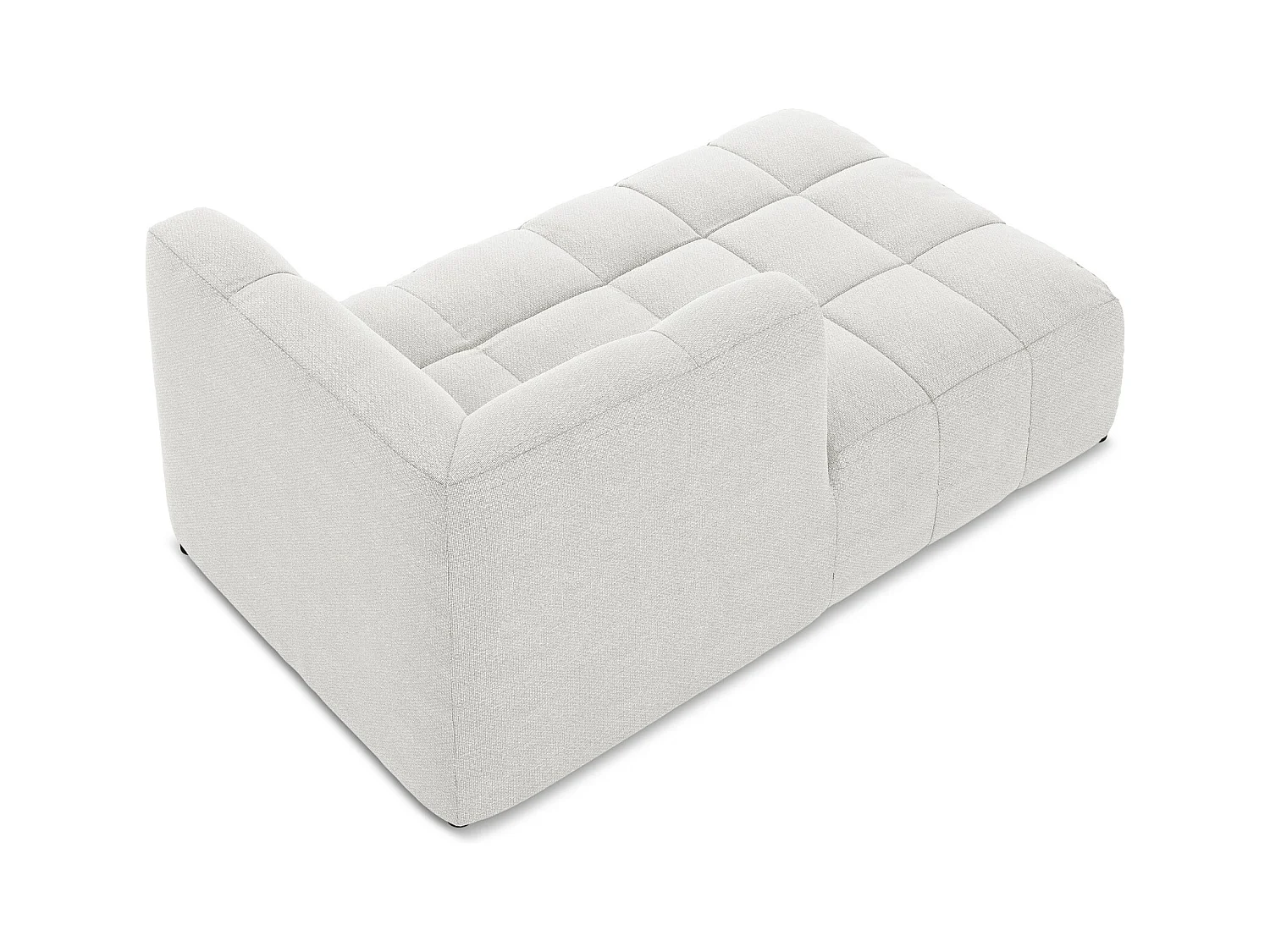 Chaise longue met hoek links van wit bouclé - ALOHA