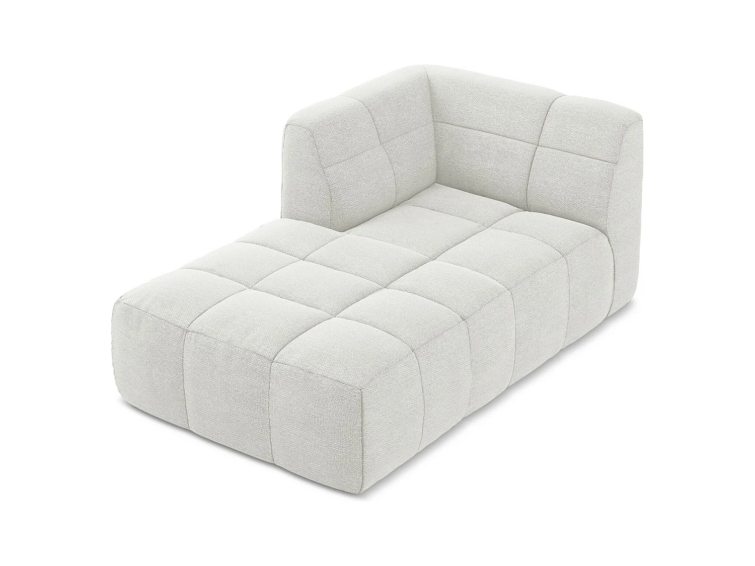 Méridienne gauche en tissu bouclette - blanc - ALOHA