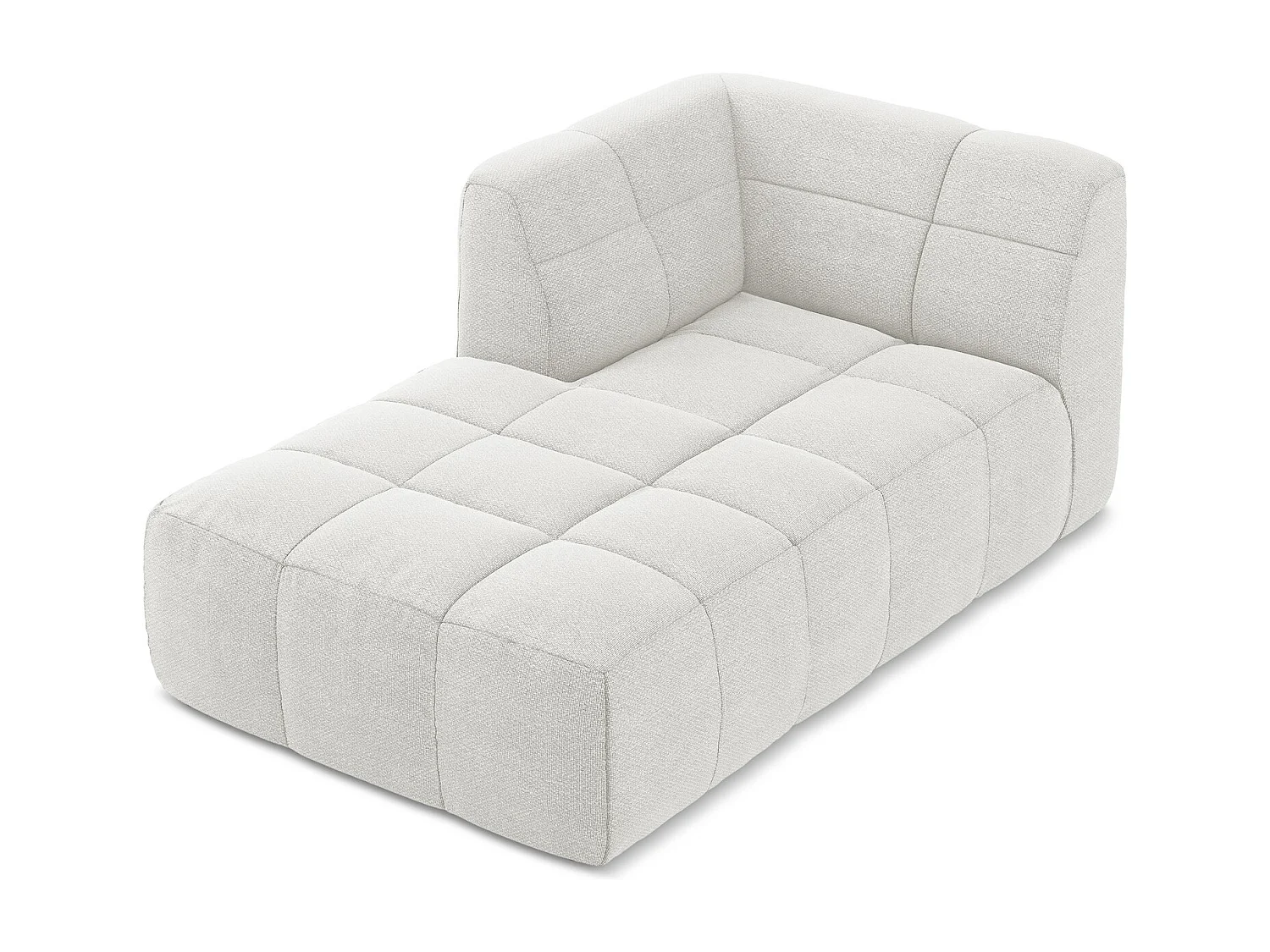 Méridienne gauche en tissu bouclette - blanc - ALOHA