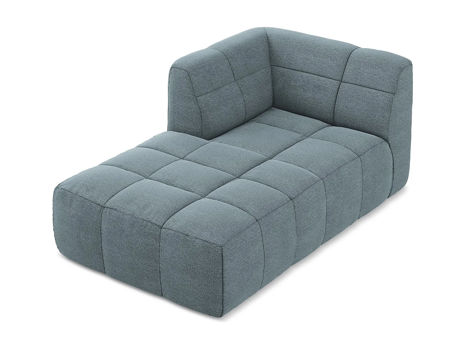 Méridienne gauche en tissu bouclette - jeans - ALOHA